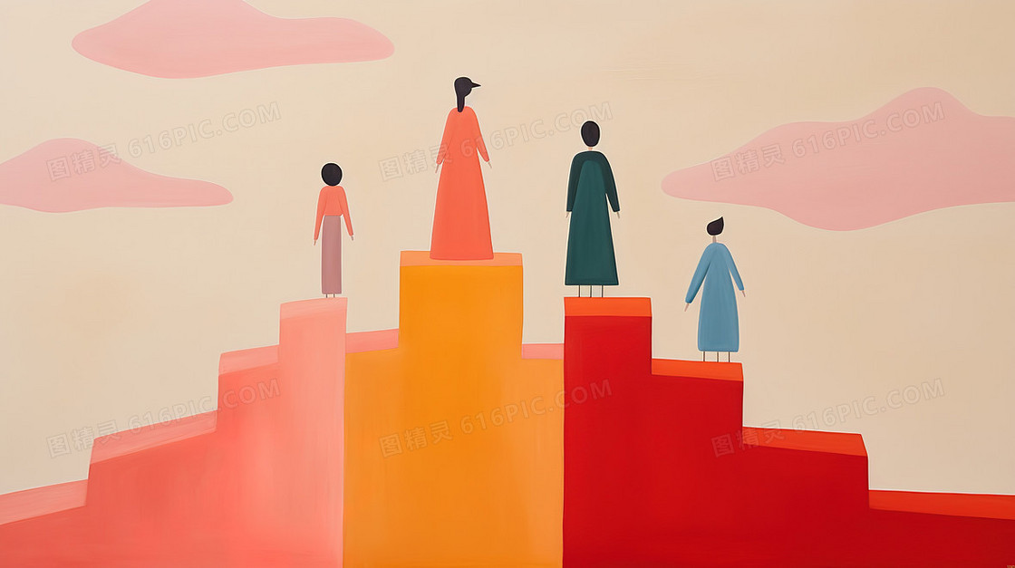 唯美色调女性艺术家创意插画