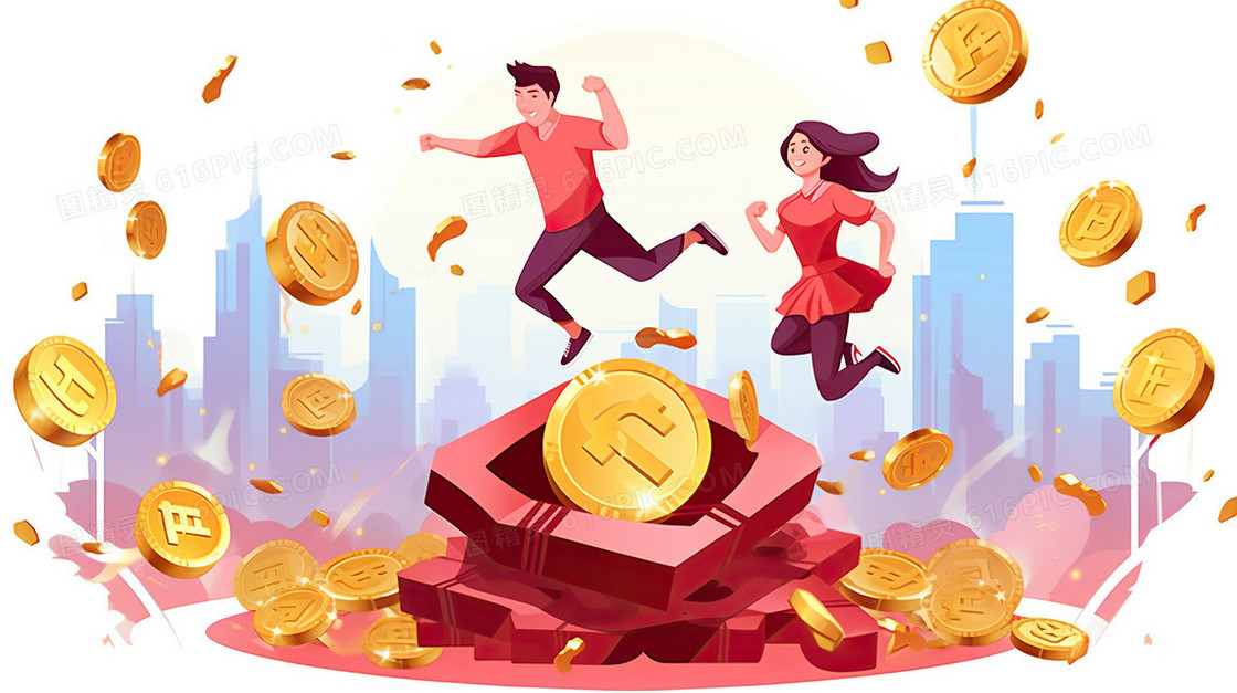 金融理财卡通人物投资插画
