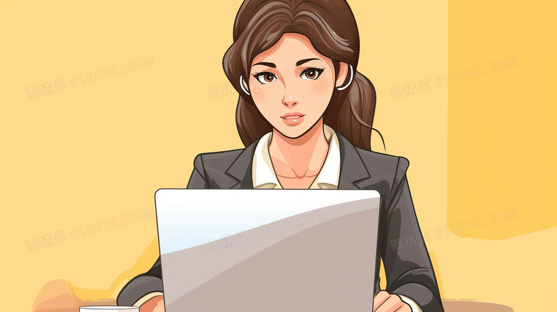 卡通商务办公线上客服插画