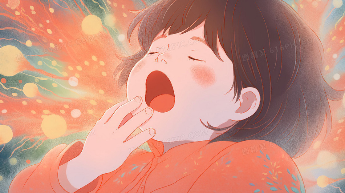 咳嗽生病的孩子插画