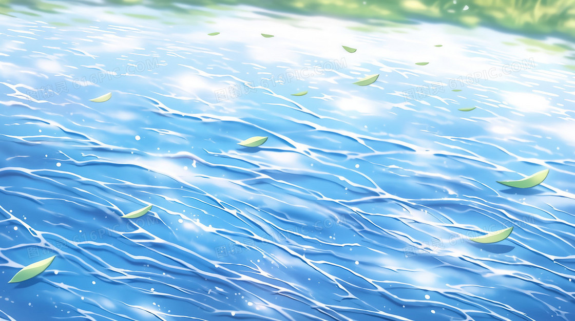 波光粼粼的湖面插画