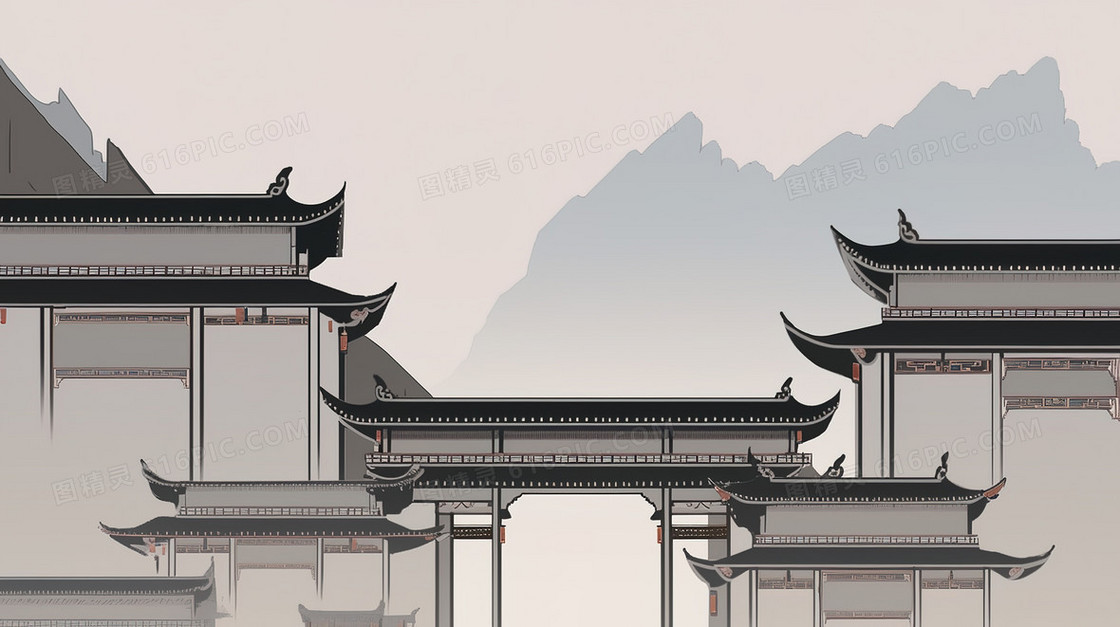中国古典建筑插画