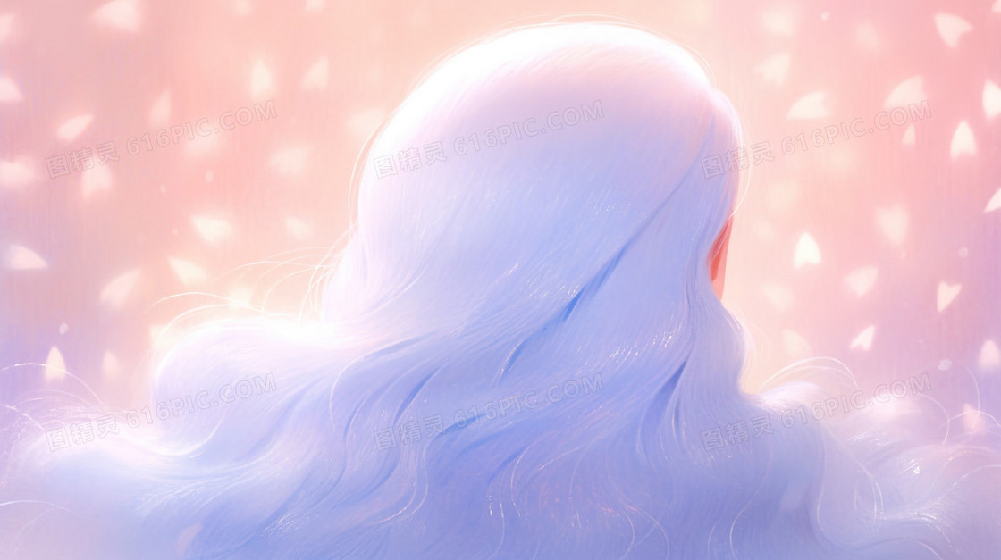 女生彩色烫发美发插画