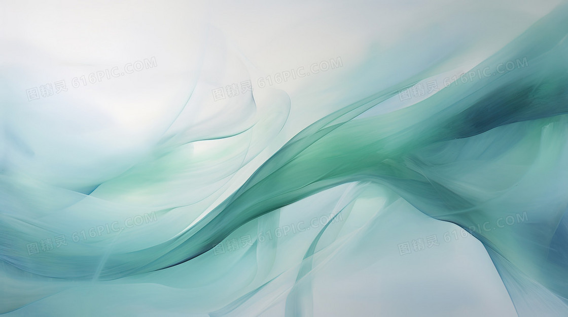 不规则蓝绿色波纹插画