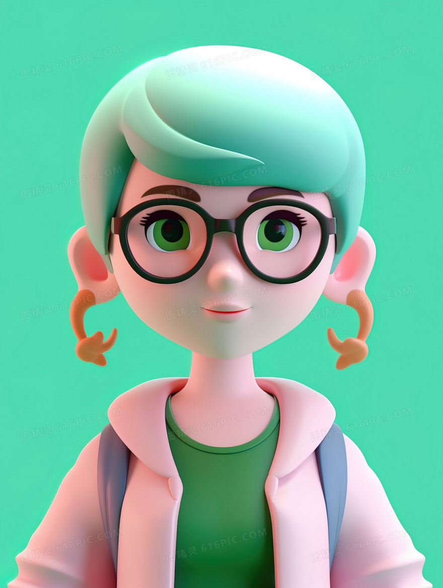 C4D戴眼镜的应用程序角色插画
