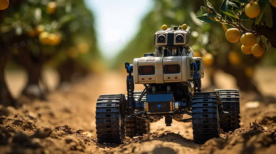 新型农业农作物养殖栽培人工智能机器人插画