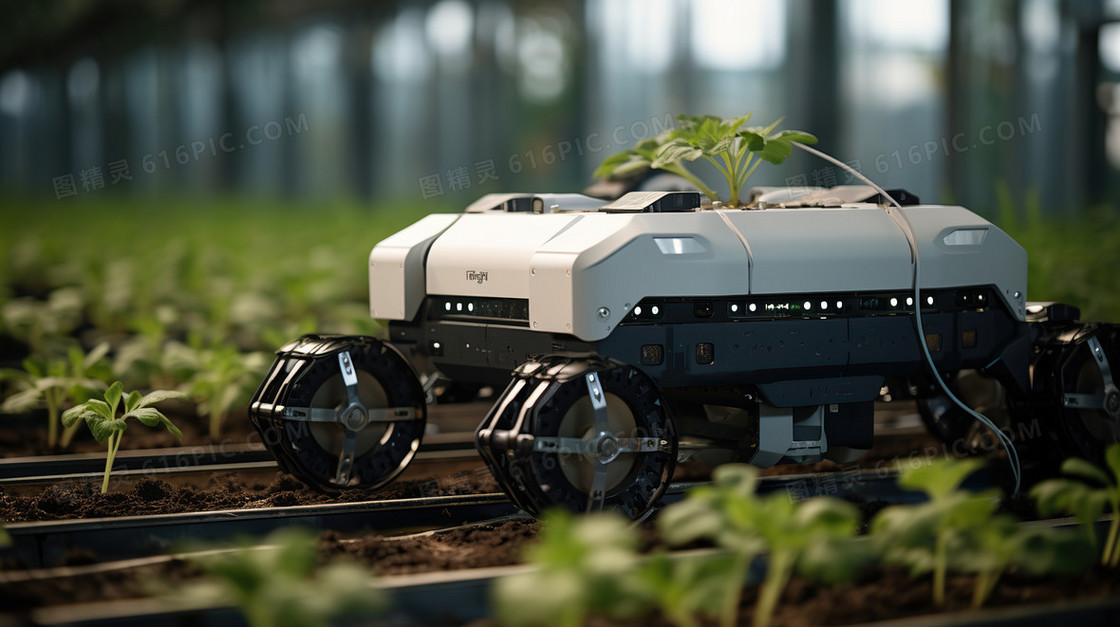 新型农业农作物高科技栽培机器人插画