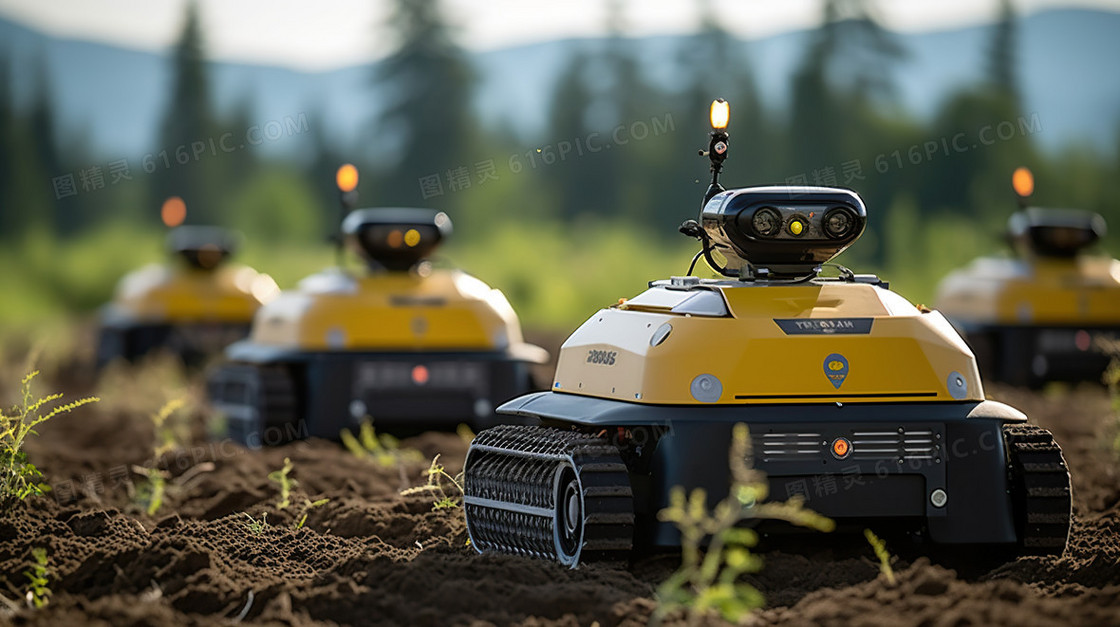 新型农业农作物高科技栽培机器人插画