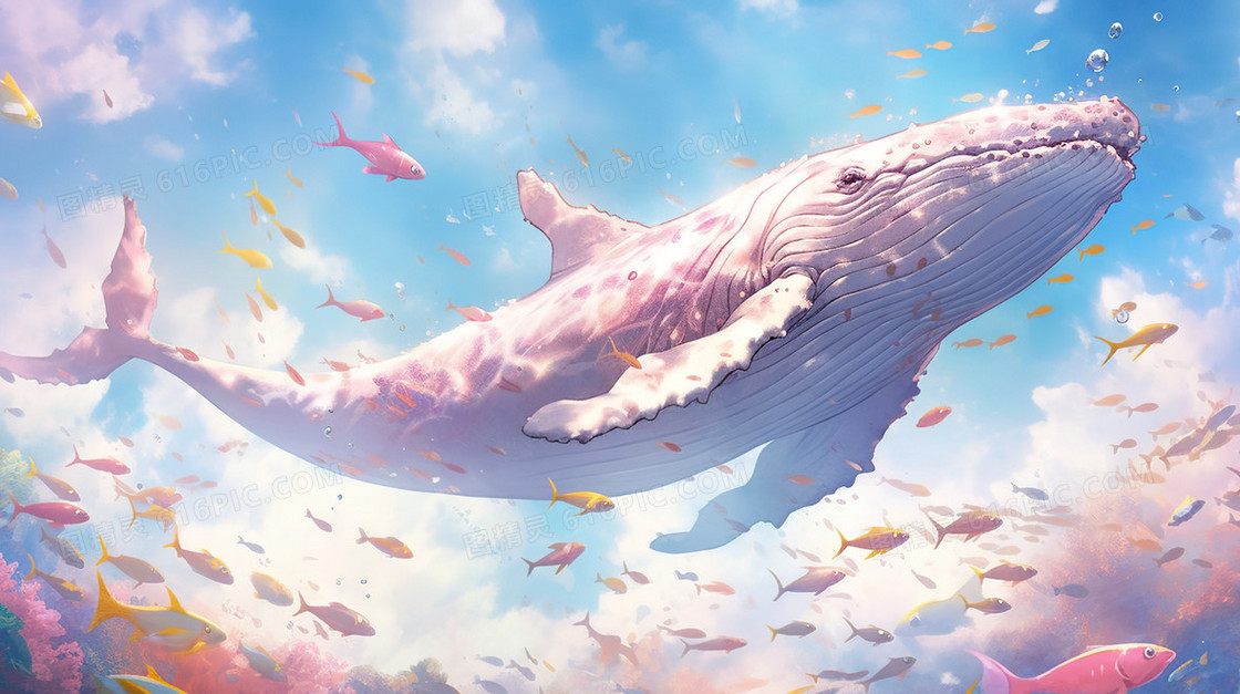 一条体型巨大的鲸鱼插画