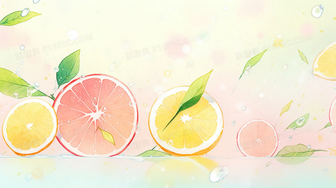 新鲜橙子水果清新插画