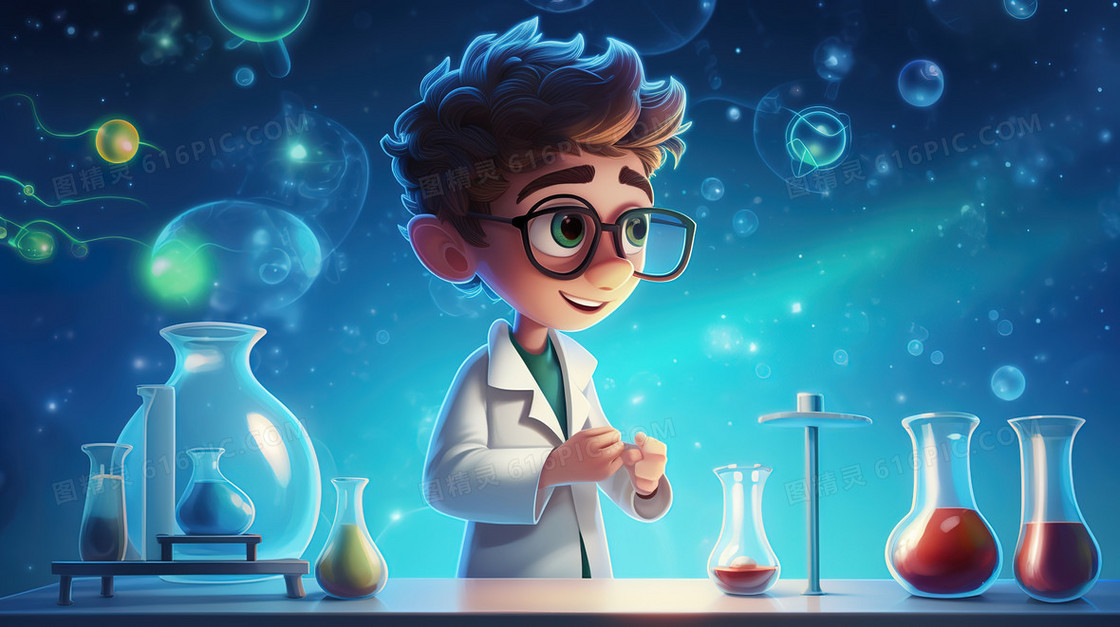 进行化学实验的科学家插画