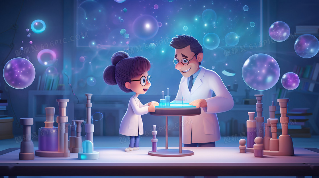 进行化学实验的科学家插画