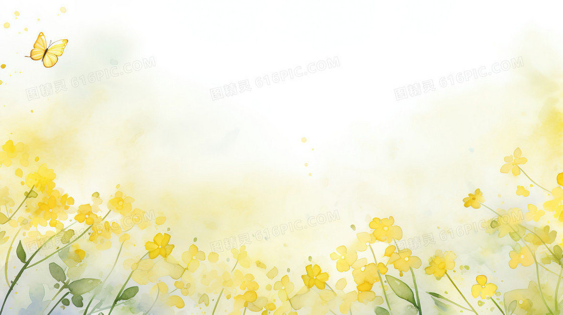 盛开的黄色小野花花海装饰插画