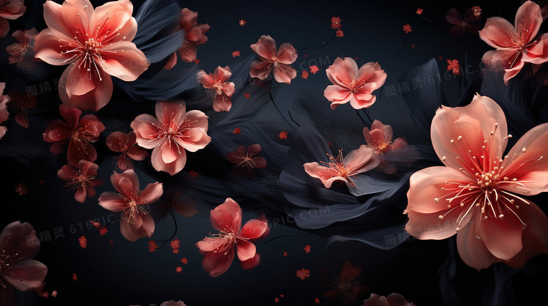 春天唯美艺术花卉花朵插画