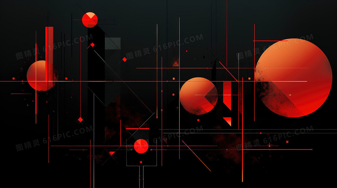 黑红抽象几何背景插画