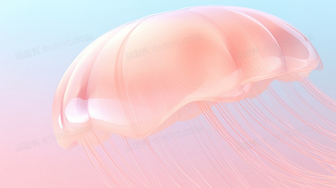 桃粉色水母柔和唯美插画