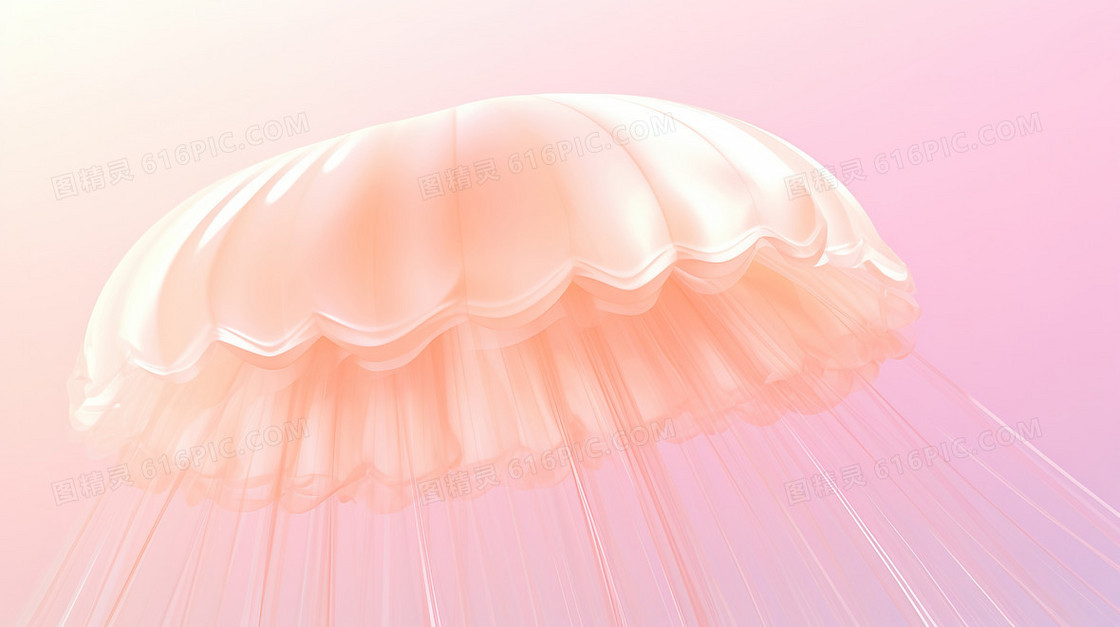 桃粉色水母柔和唯美插画