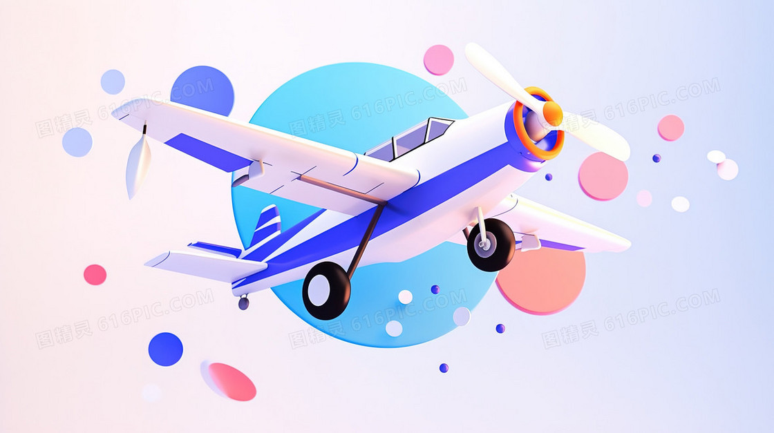 3D飞机模型插画