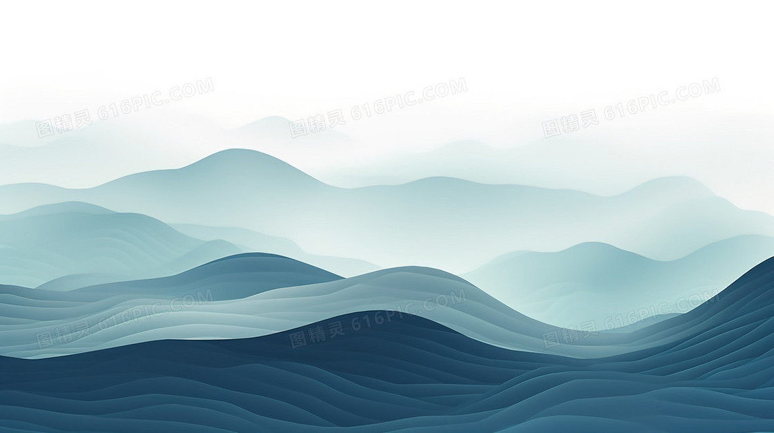 水墨渐变山水风景插画
