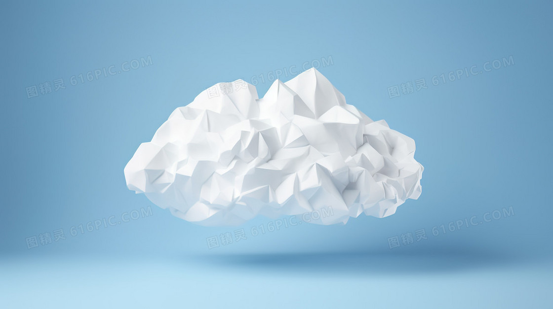 白色纸团褶皱肌理云朵插画