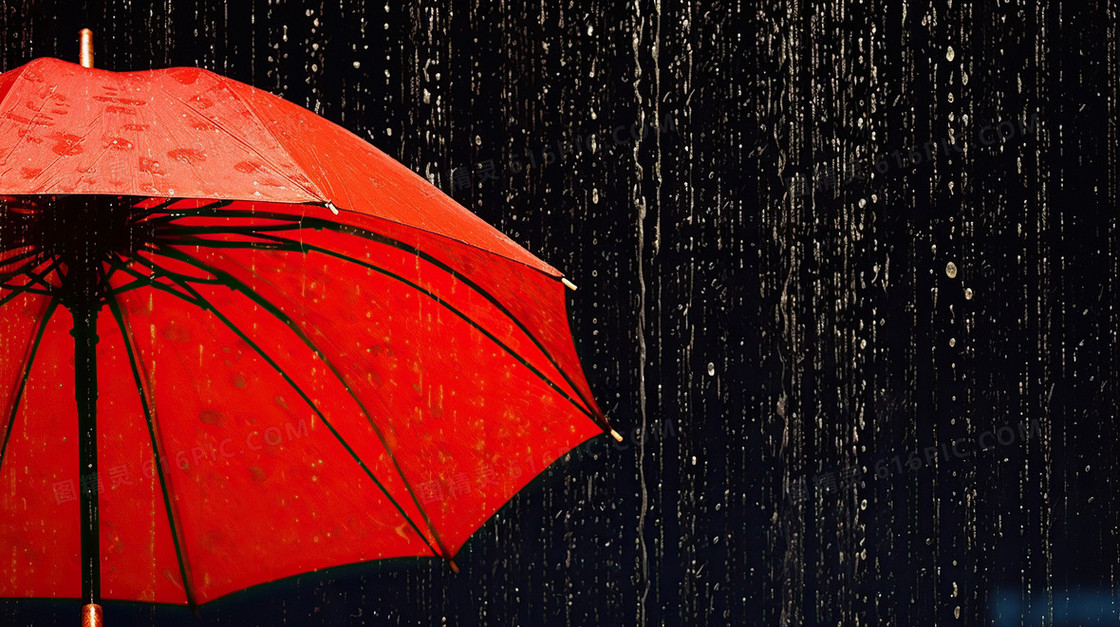 雨中的红雨伞雨水节气图片