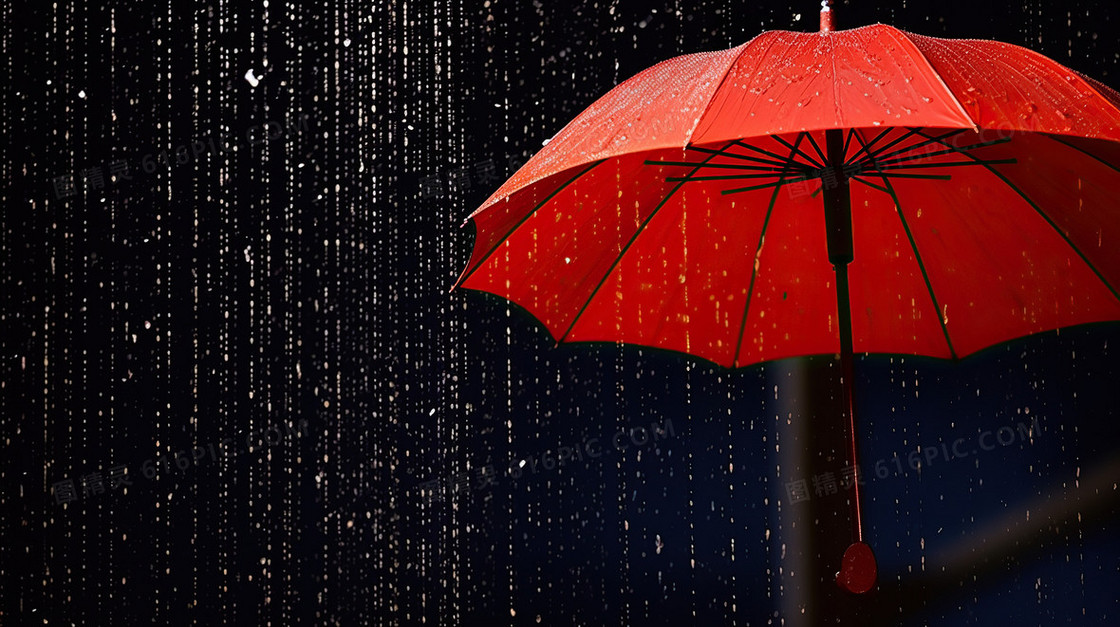 雨中的红雨伞雨水节气图片