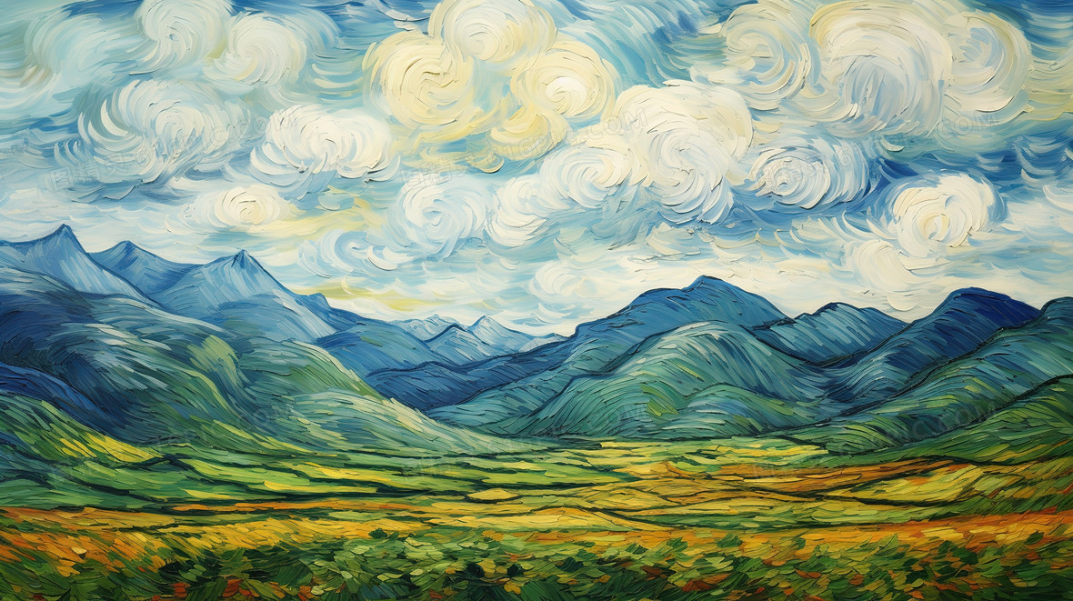 油画笔触肌理山地风景插画背景图片下载_2912x1632像素JPG格式_编号