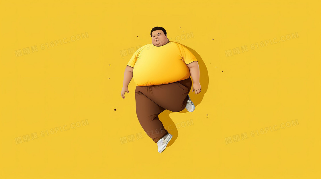 黄色胖子肥胖症插画