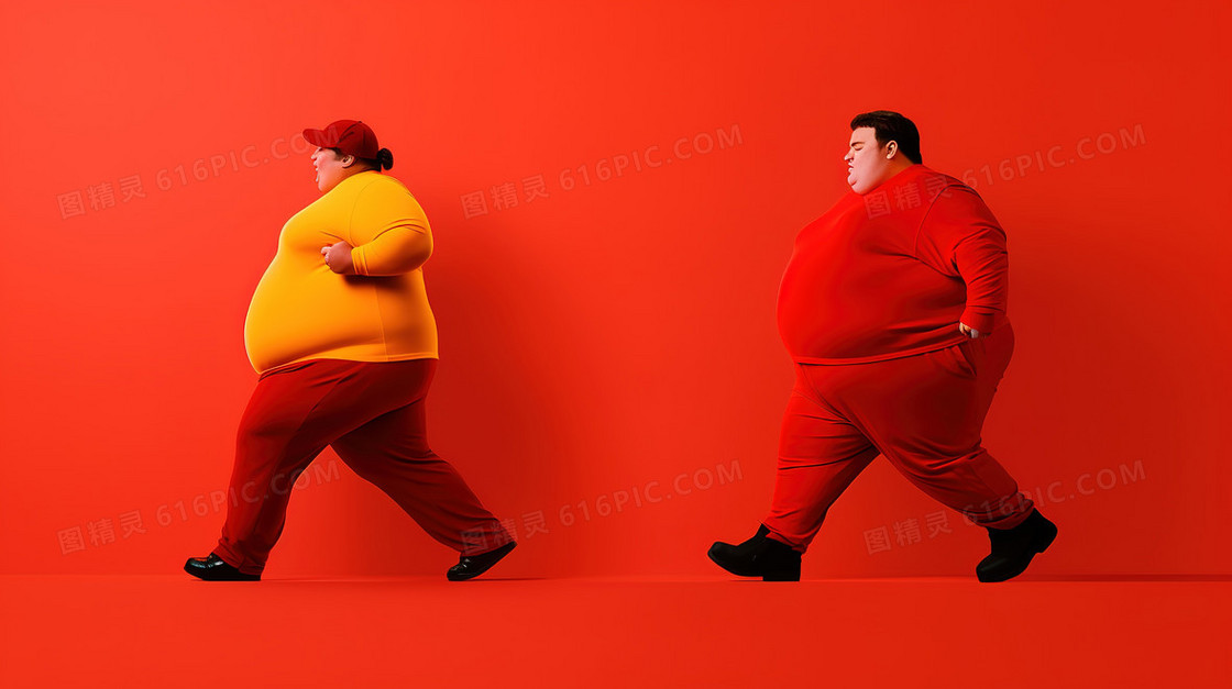红色的胖子肥胖症背景
