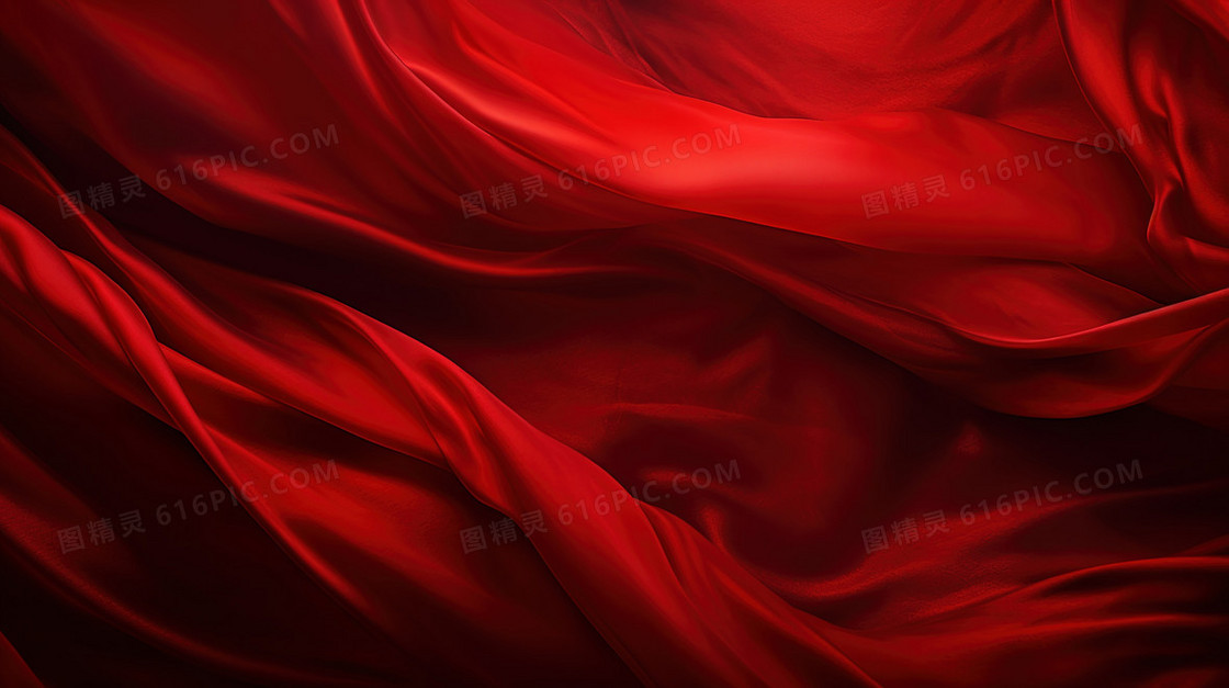 红色飘动的丝绸背景