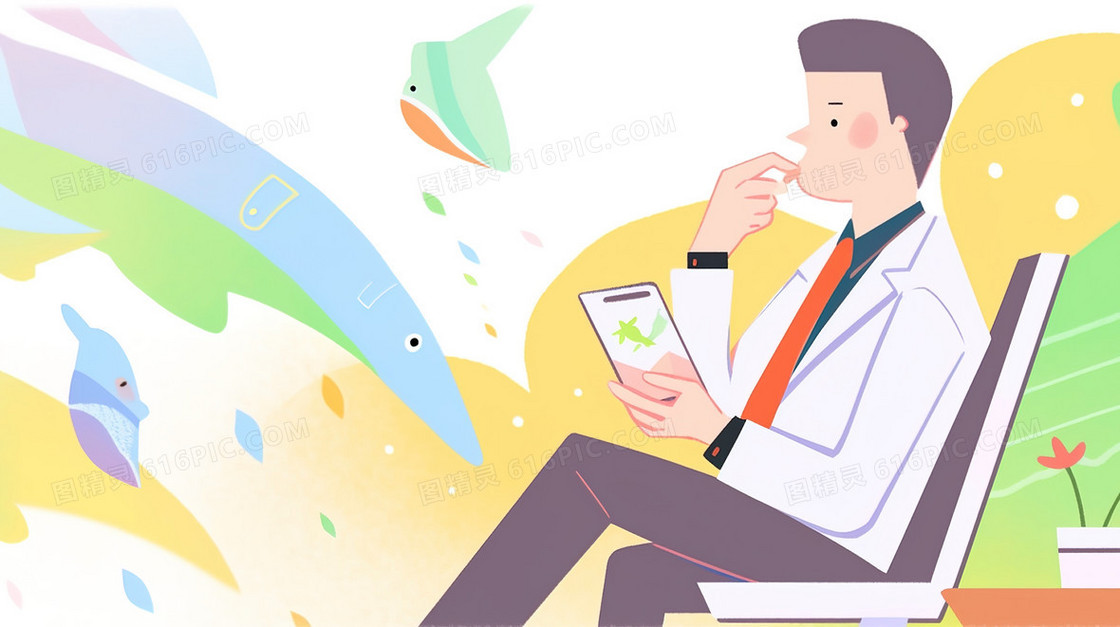喝咖啡的商务人士插画