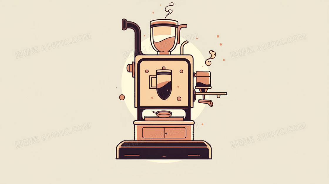 咖啡机Q版简约卡通插画