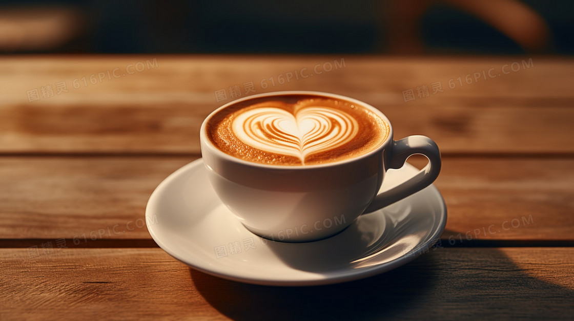 一杯心形拉花的咖啡图片