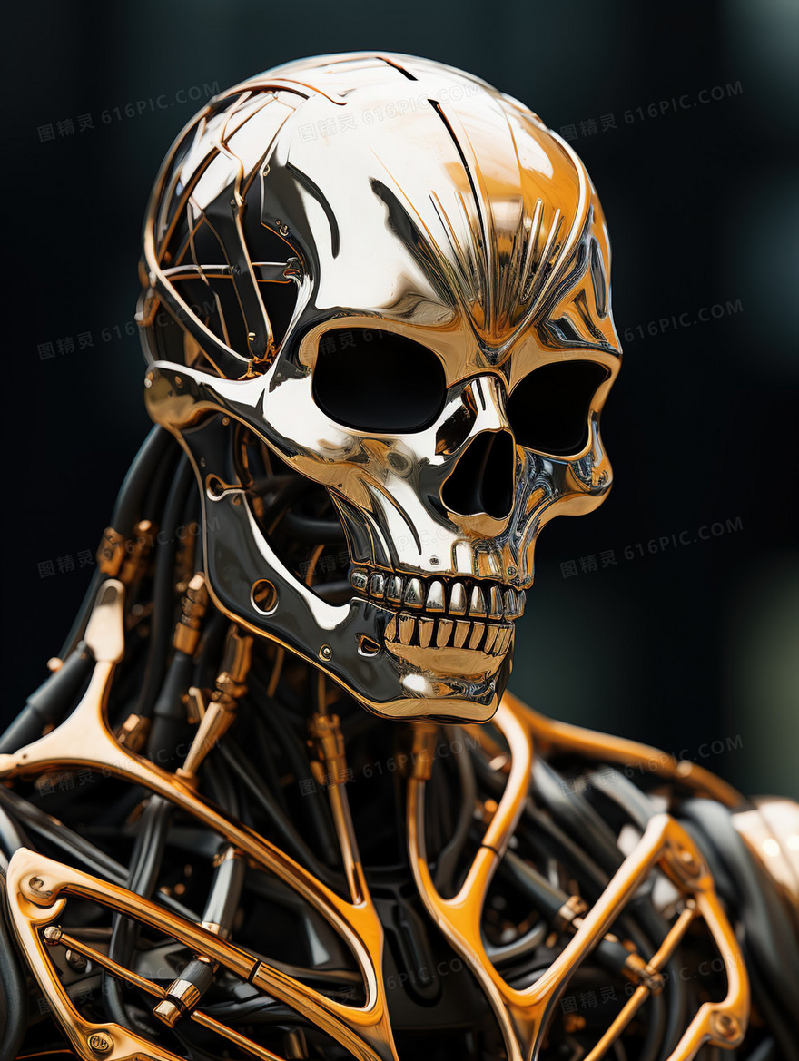 银色金属人体构造骨架图片