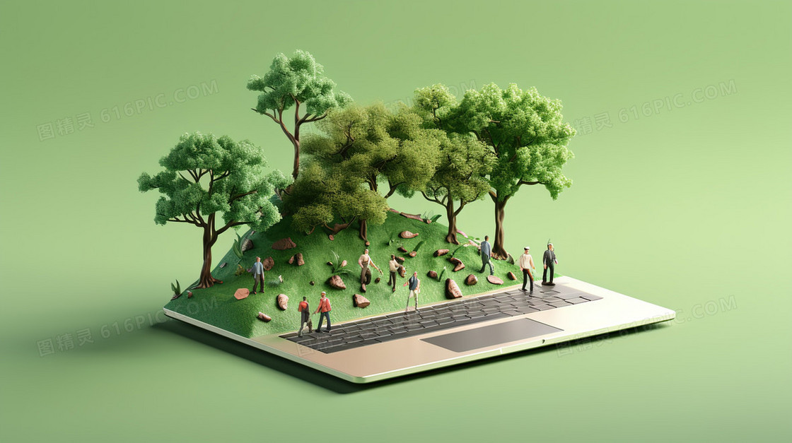 微观绿色植物模型创意图片
