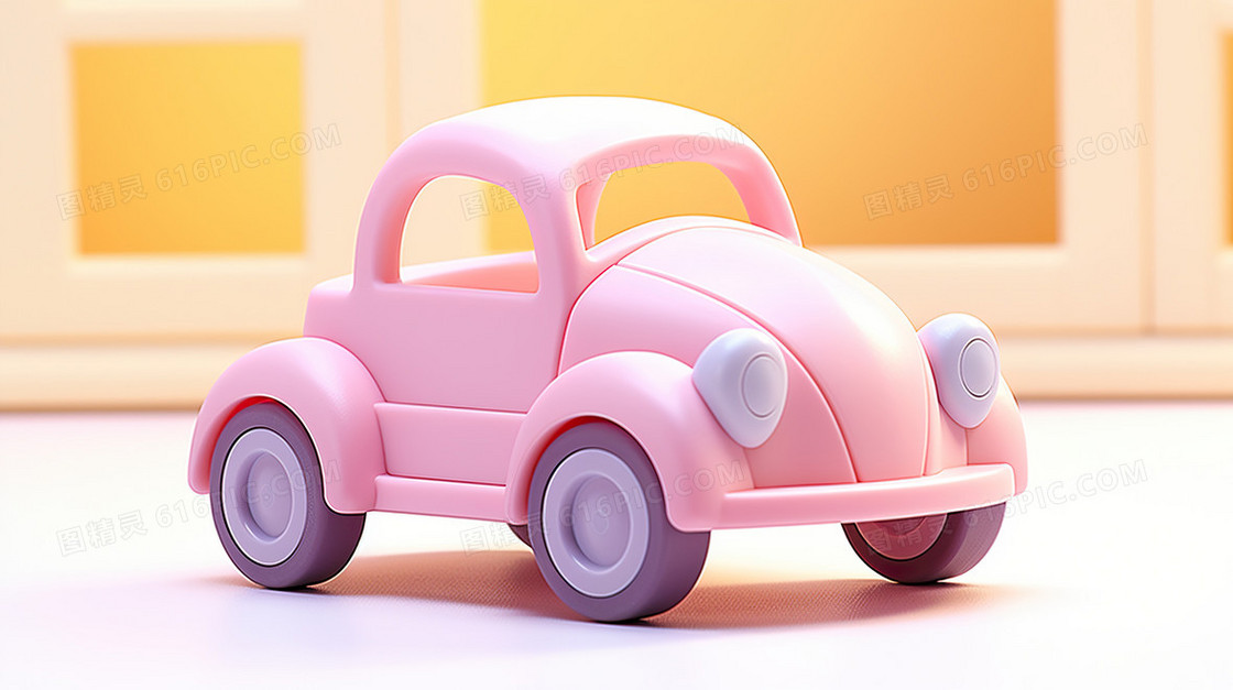 C4D卡通儿童玩具车模型插画