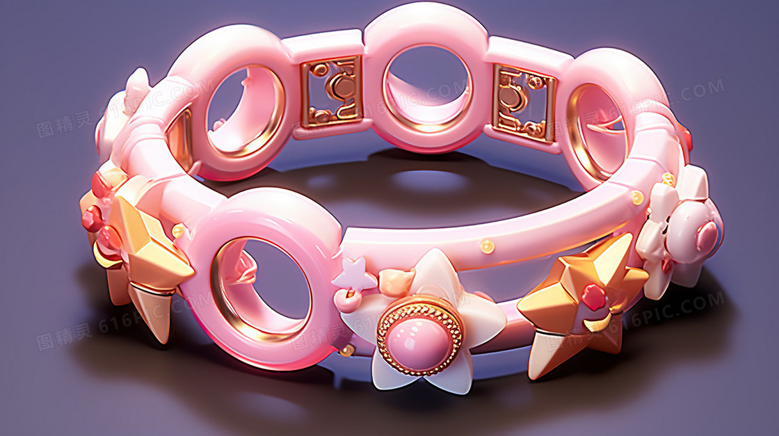 粉色C4D卡通婴儿儿童玩具模型插画