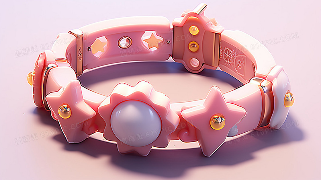 粉色C4D卡通婴儿儿童玩具模型插画