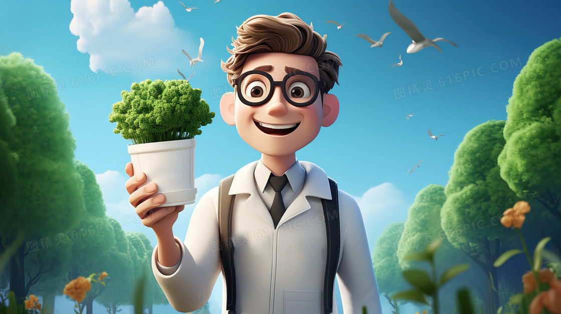 郊外参加植树活动的男生图片