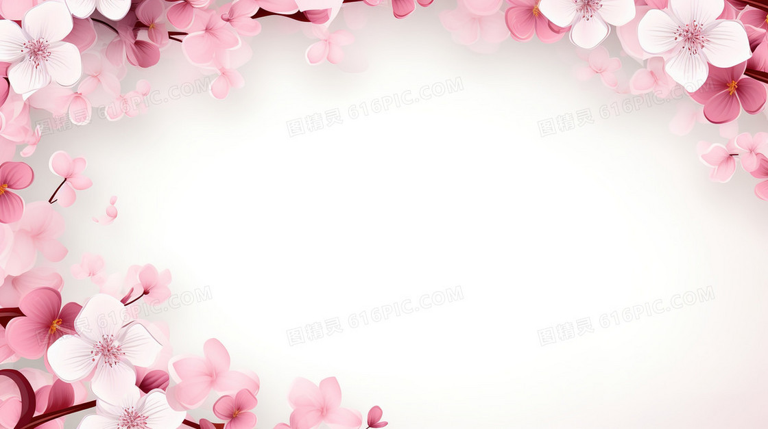 粉色鲜花边框装饰背景