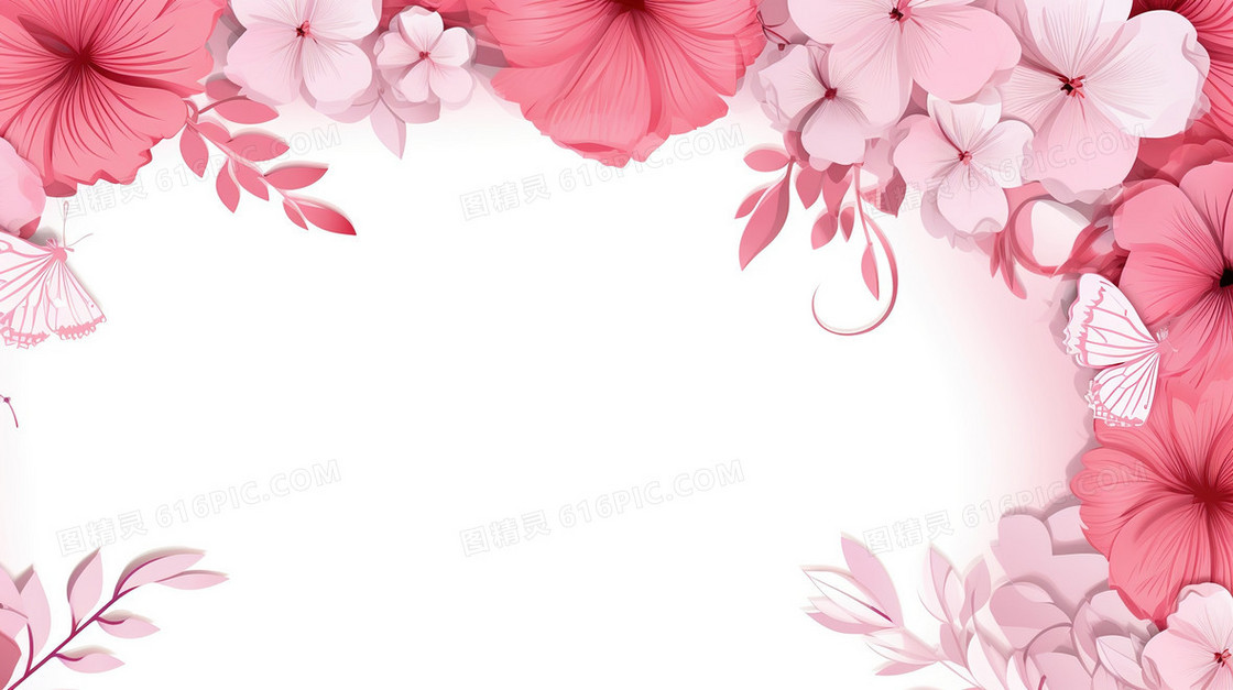 粉色鲜花边框装饰背景