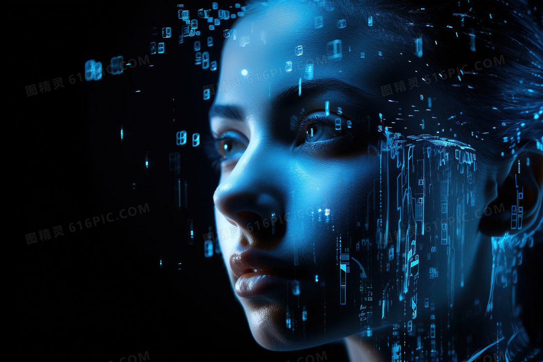 蓝色科技机器人大数据创意图片