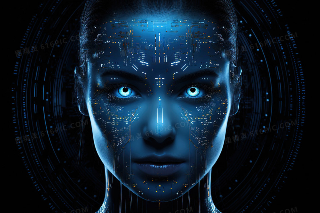 蓝色科技机器人大数据创意图片