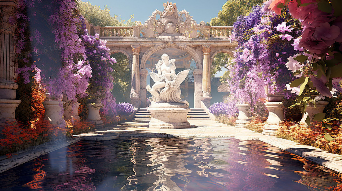彩色梦幻花园雕像私人庄园图片