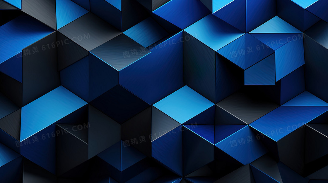 蓝色抽象立体几何商务科技背景