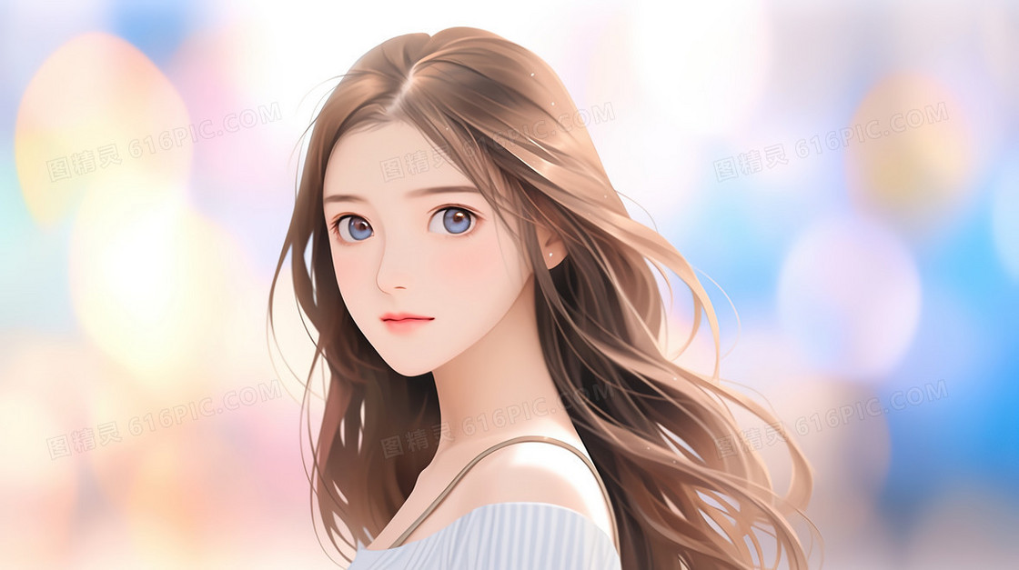 一个年轻貌美的女模特插画