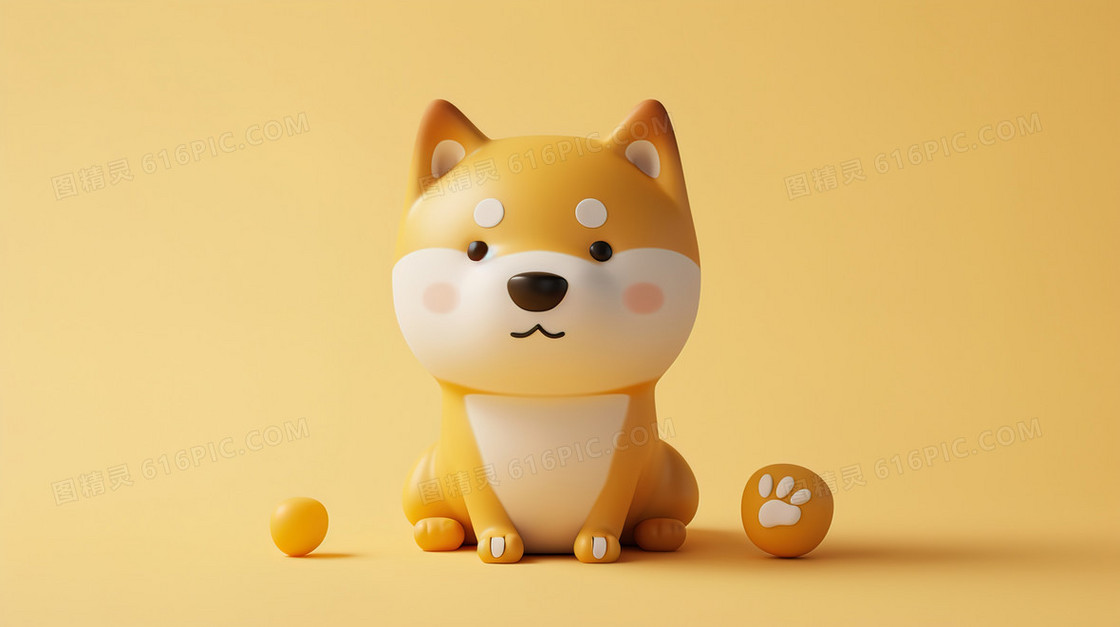 一只可爱的3D柴犬模型图片