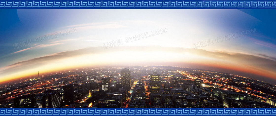 大气天空下的城市背景banner
