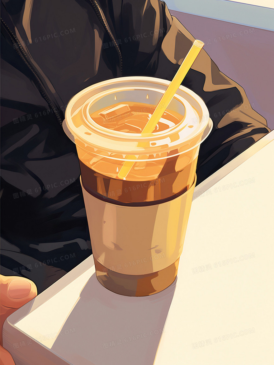 一杯咖啡下午茶插画