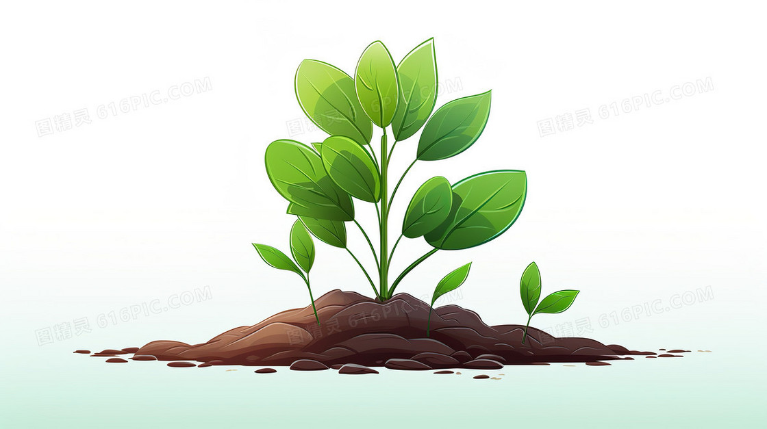 卡通植树节植物种树树苗环保插画